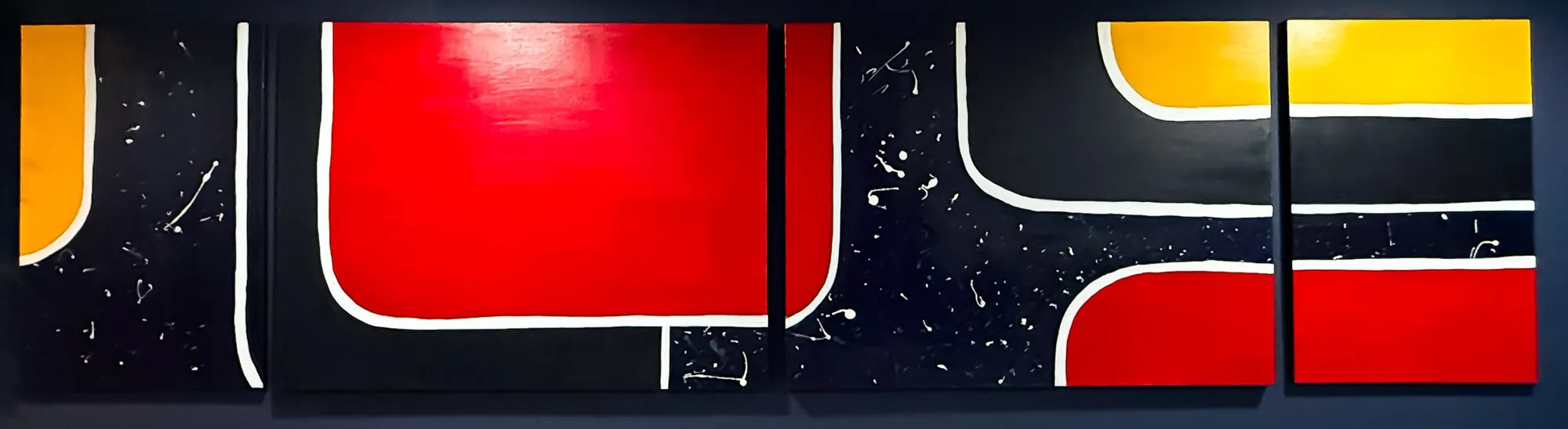 University, Acrylic on Four-Panel Canvas, 120 x 40 in, 2024